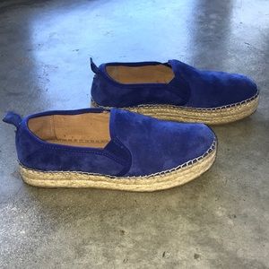 SAM EDELMAN blue suede platform espadrille 7.5